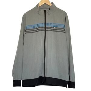 Travis Mathew Men's Golf Jacket Grey/Blue Striped Windbreaker Size X-Large